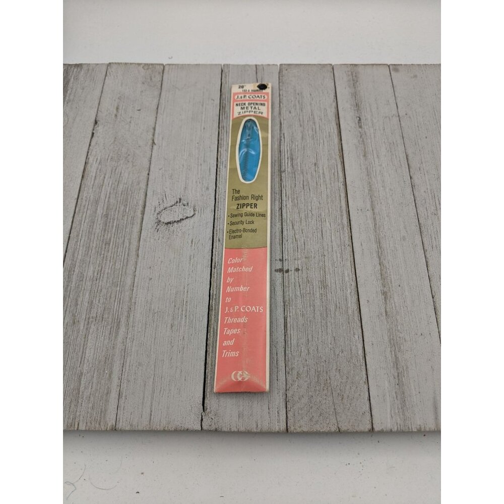 Vintage J&P Coats Neck Opening Metal Zipper 20" Parakeet 132-A Blue